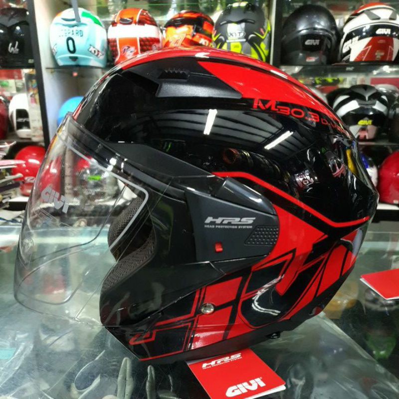 Helmet Givi M30.3 Graphic🔥 New🔥 Echo Red & Echo Neon Yellow Black 