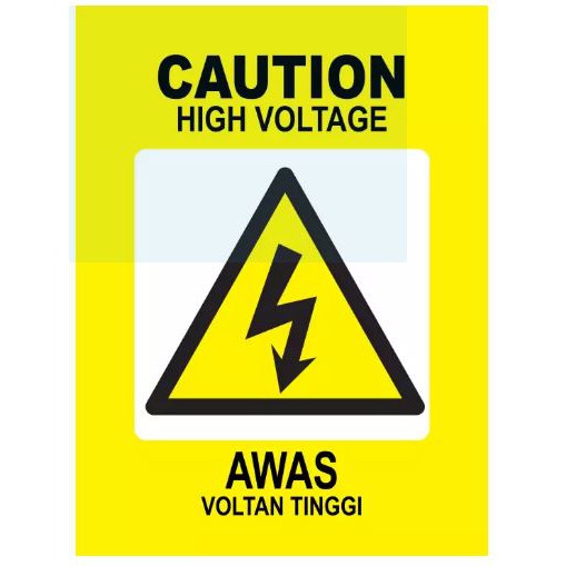 CAUTION HIGH VOLTAGE/ AWAS VOLTAN TINGGI SIGN 400MM X 300MM X 1.0MM ...