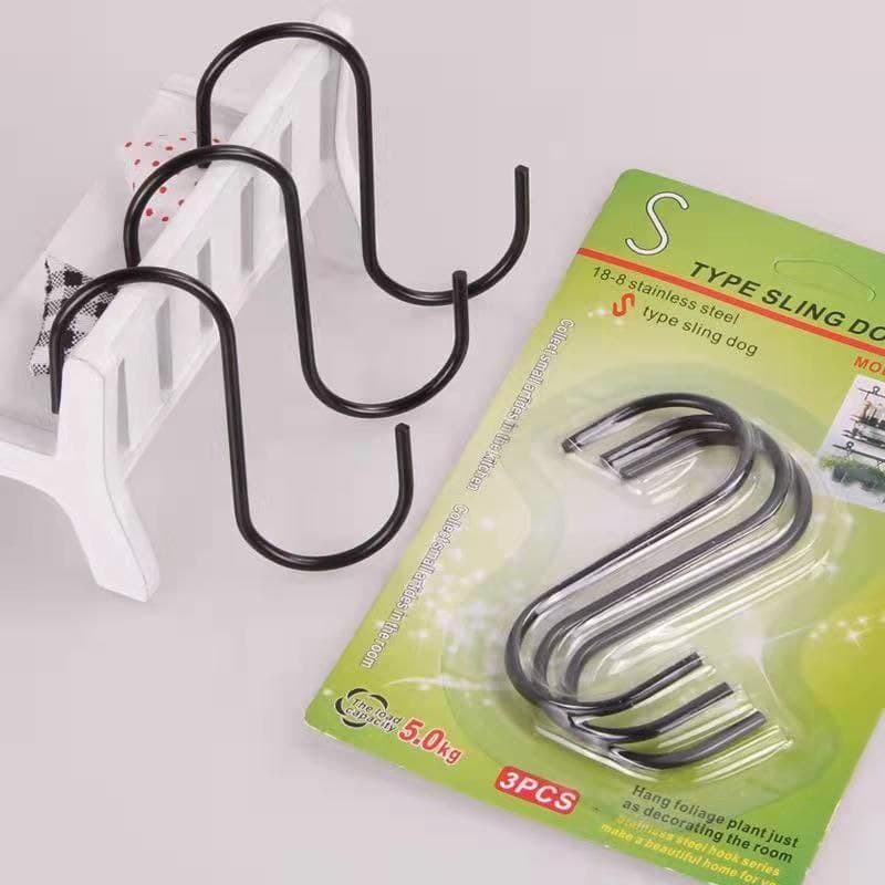 M METERXITY 3 Pack Camping Hook Hangers - S-Shape Stainless Steel Hooks For Lanterns, Gear (Black)