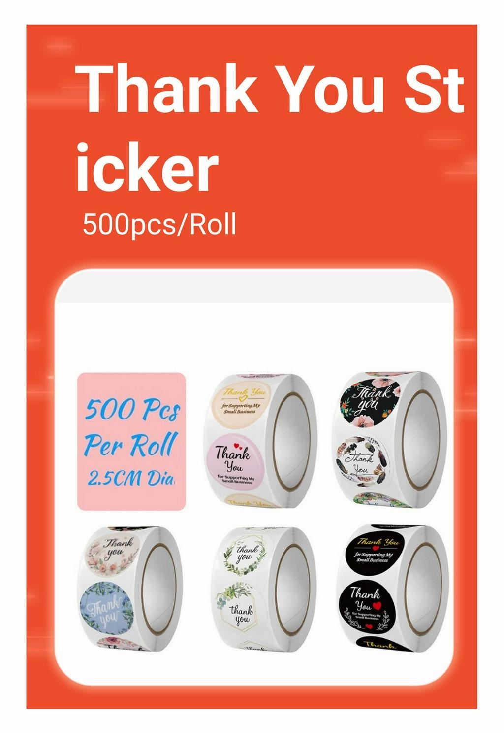 500pcs/Roll Thank You Sticker Seal Label Murah Terima Kasih HandMade ...