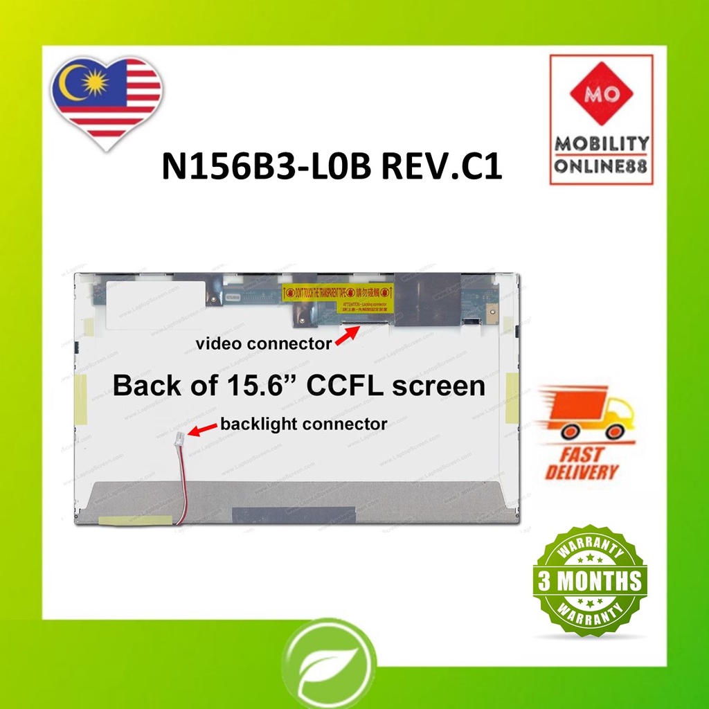 Écran LCD N156B3-L04 Rev.C1 15.6" – Dalle Neuve, Résolution 1366x768, Rétroéclairage CCFL, 30 Broches