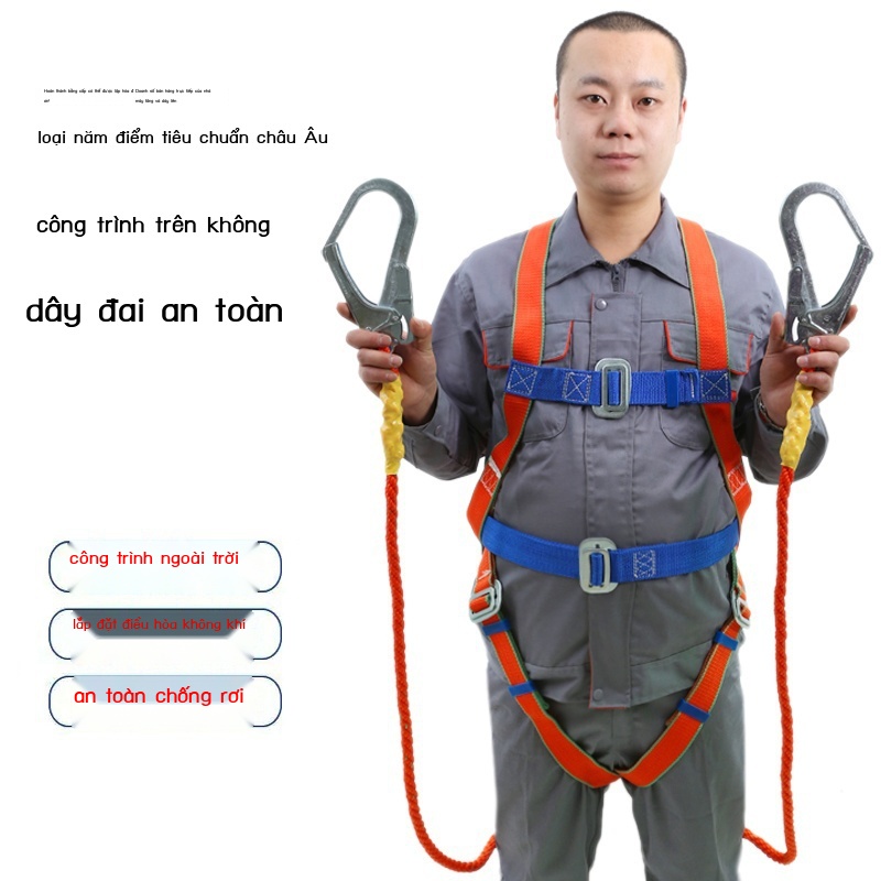 Outdoor fall arrest rope safety belt working at heightsWhole body five ...