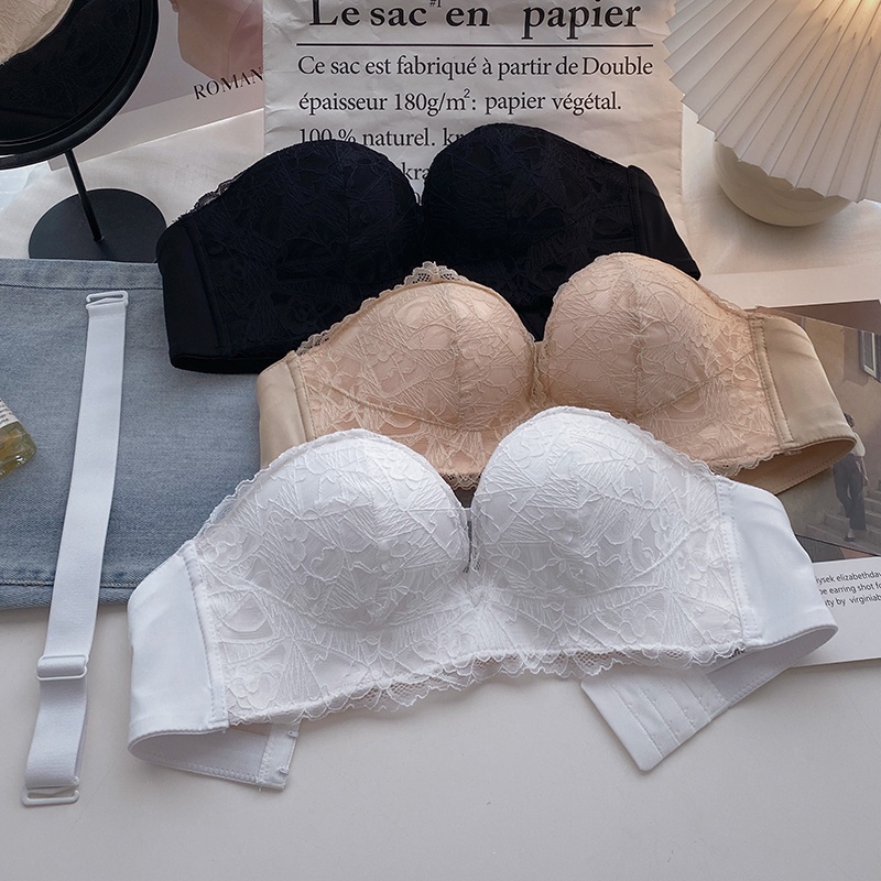 3 Colors Lace Sexy Invisible Women Bra Wedding dress Non-slip Strapless ...