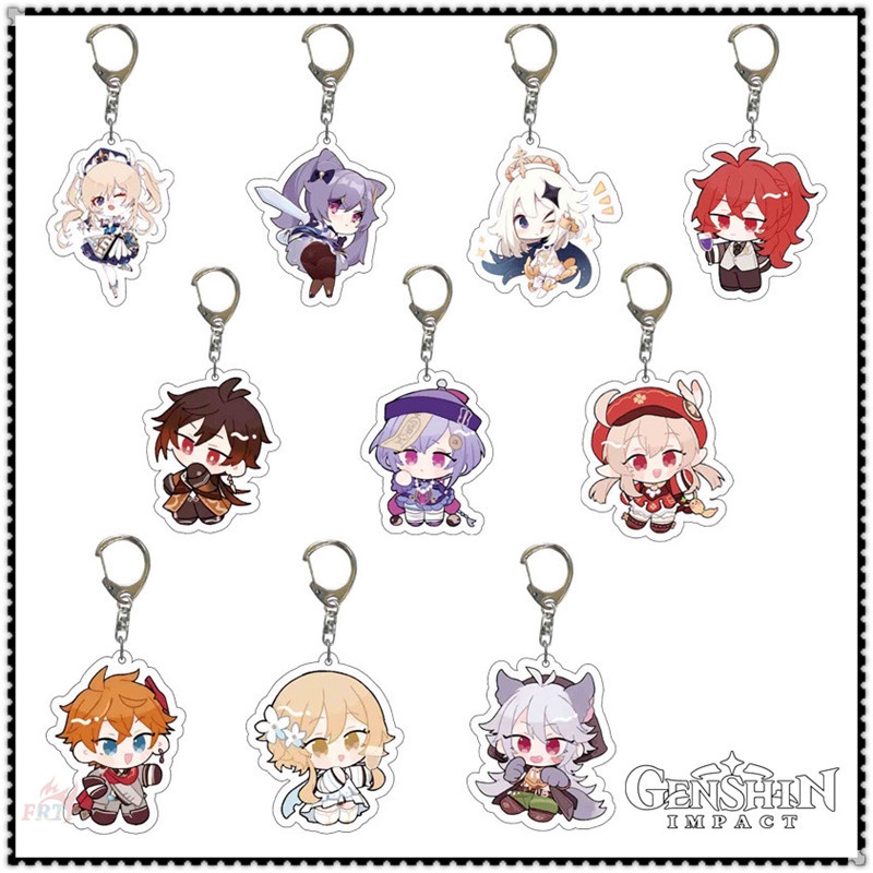 Genshin Impact Characters Keychains 1Pc Anime Klee Diluc Barbara Lumine ...