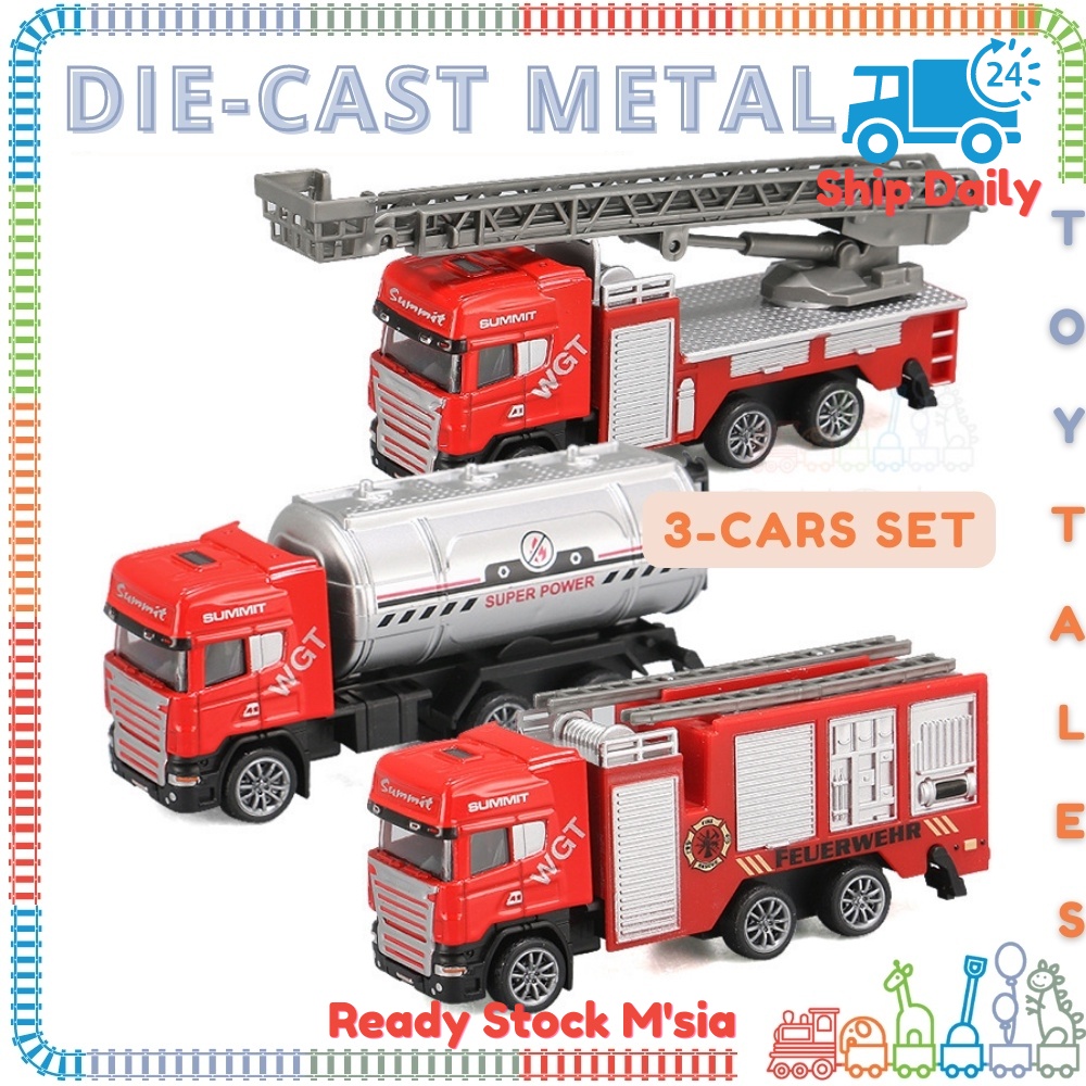 Fire Truck Toy Cars Box Set 1 64 Alloy DieCast Fire Truck Fire Rescue Vehicles Kids Model Kereta Lori Bomba Shopee Malaysia
