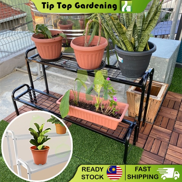 FW 2 LAYER COLOR SELECTION IRON STAND MULTI LEVEL FLOWER POT PLANT RACK ...