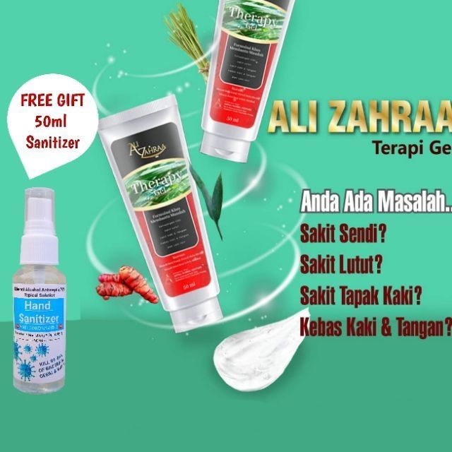 Ready Stok Gel Ali Zahraa Untuk Sakit Saraf Lutut Sendi Lenguh Dan Kebas Kaki Tangan