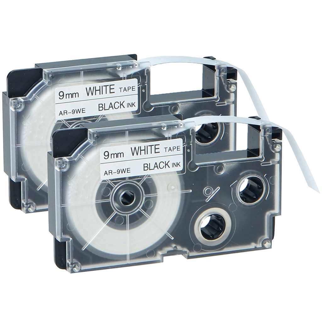 2 Pack Compatible Casio XR-9WE XR-9WE2S 9mm Label Maker Tape, for