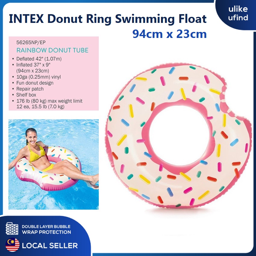 INTEX Inflatable Donut Ring Swimming Tube Pool Float Kids Fun Floaties ...