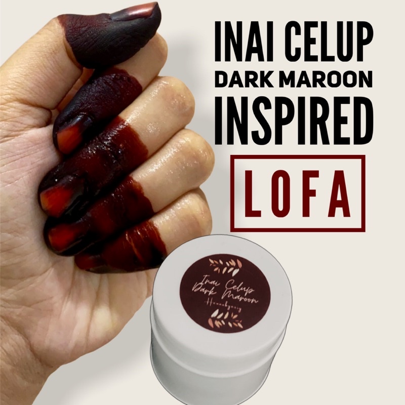 inai celup inspired lofa dark maroon 50ml- inai celup gelap tahan