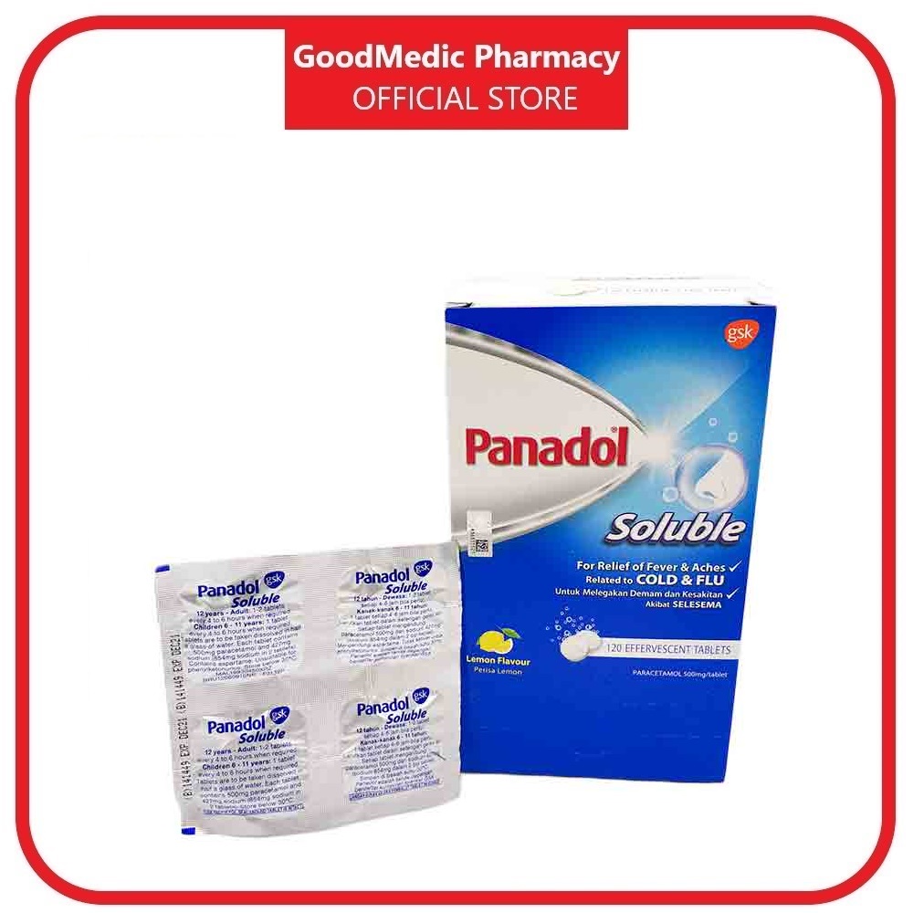 Panadol Soluble Paracetamol 500mg 4 Efferverscent Tablets Lemon