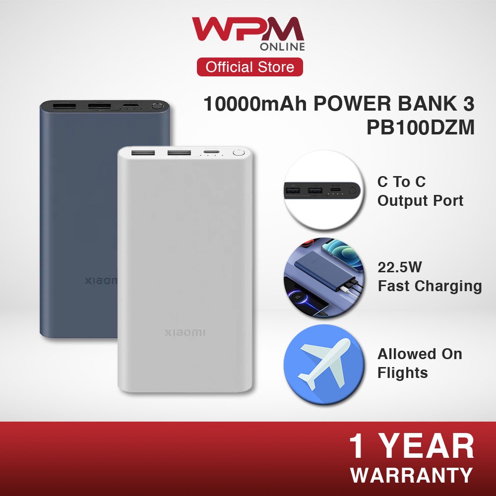 Xiaomi Power Bank 3 10000 Mah 2 Ways USB-C In/Output PB100DZM | Shopee ...