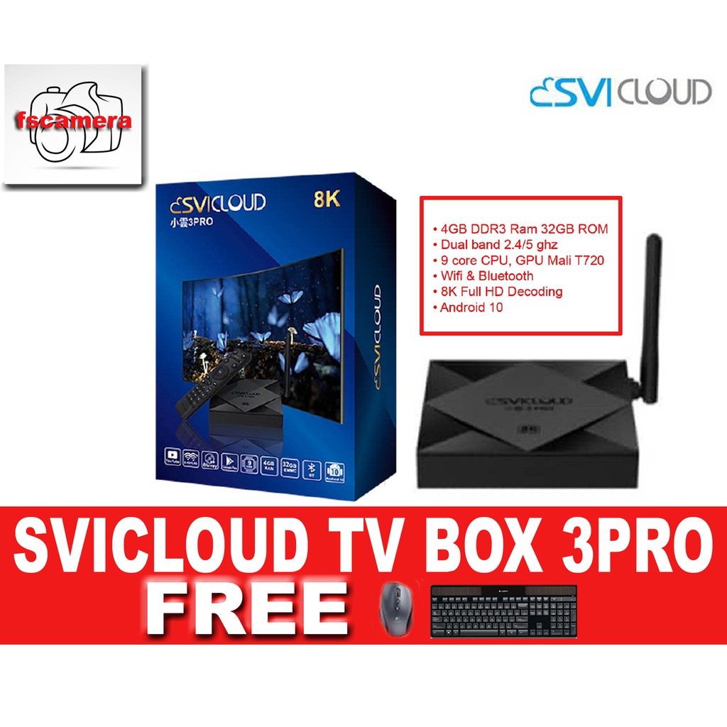 SVICLOUD TV BOX 3PRO ORIGINAL MALAYSIA SET FREE WIRELESS MOUSE AND