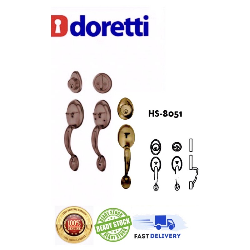 Doretti Entrance Handleset 8051 AC / AB Door Lock / Kunci Pintu Besar ...