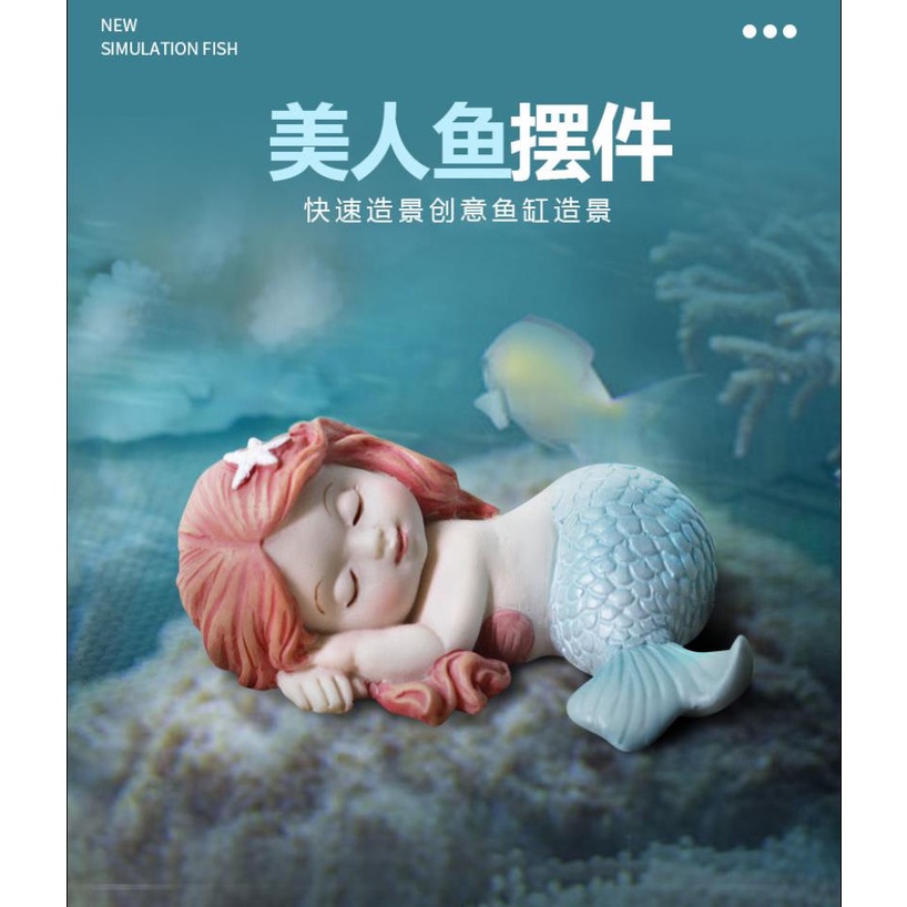 Mermaid Ornaments Fish Tank Landscaping Coral Reef Aquarium Decoration Princess Resin Fake
