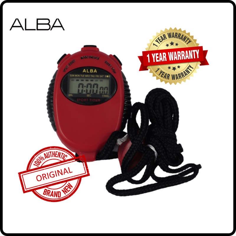 ALBA Digital Stopwatch Sport Track and Field 1/100 Sec RED SW01 ...