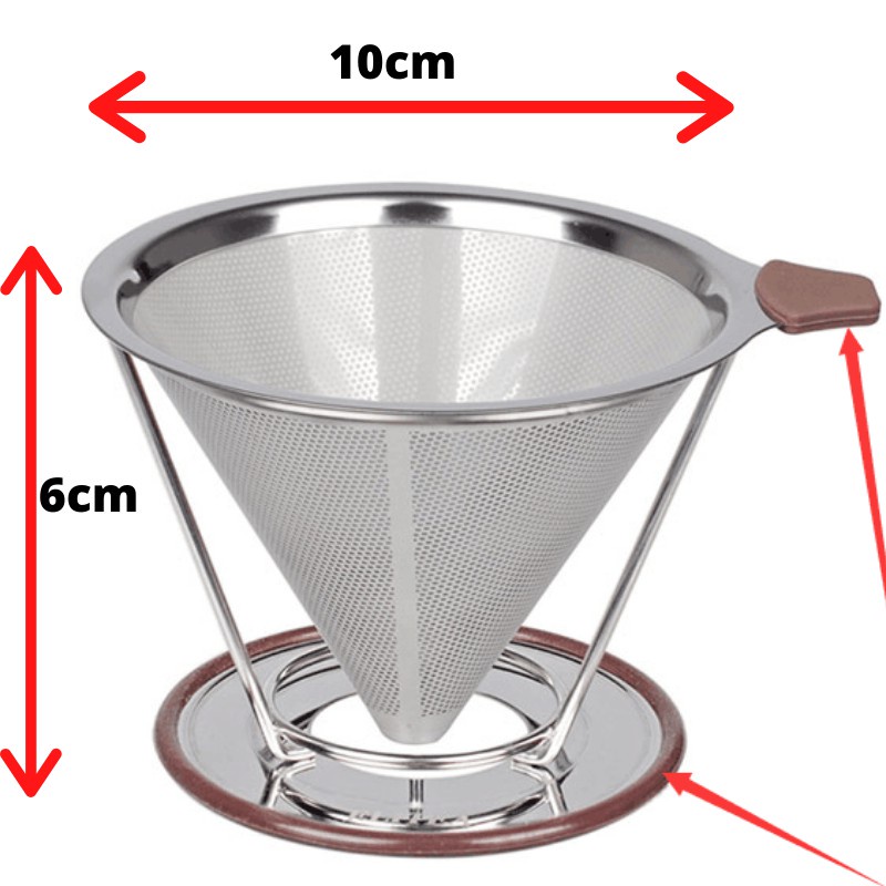 [Easy to serve]Stainless Steel Coffee Dripper Pour Reusable Double Mesh ...
