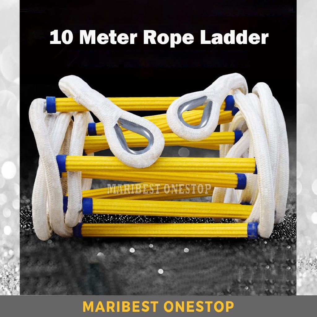 10 Meter Emergency Fire Escape Safety Rescue Rope Ladder/1 pair of Hook ...