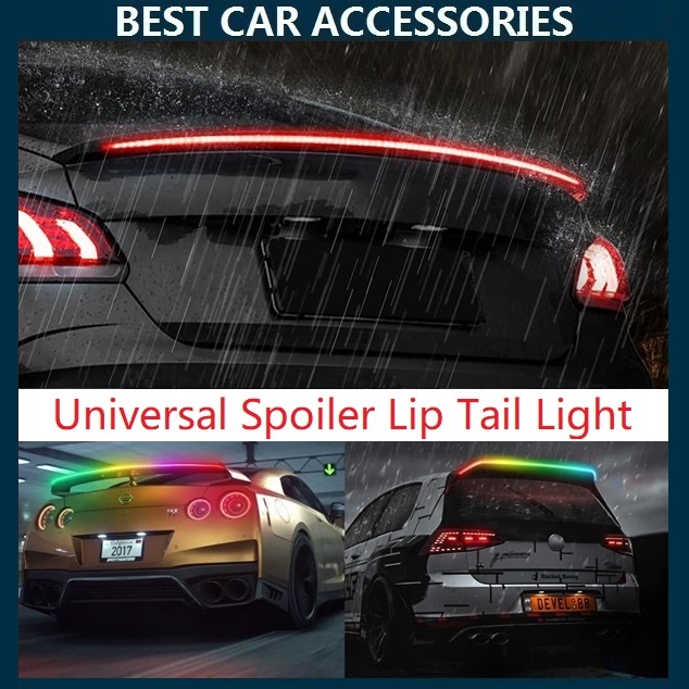 120cm LED Spoilers Car Brake Lights Strip Carbon Rear Wing Lips Kit 1