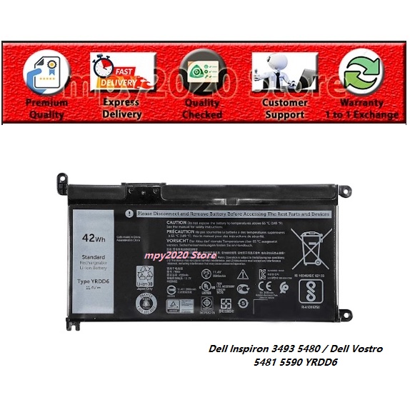 Batería Para Portátil Dell 42Wh YRDD6 - Compatible Con Latitude 3310, Inspiron 3493, 5480, Vostro 5490 Y Más