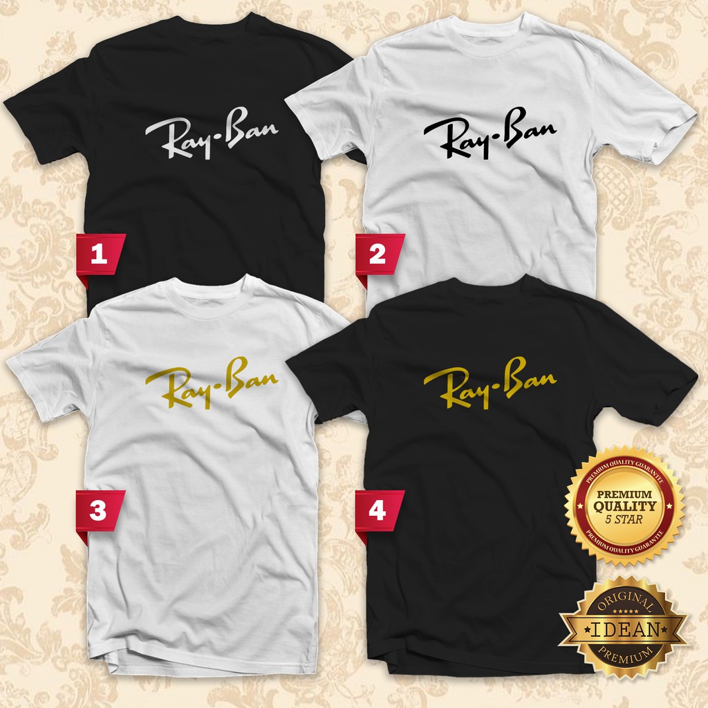 T Shirt RAY BAN Men Women Cotton Baju t shirt Murah Clothing Brand Kaos Black White Sleeve Neck Tops Tee wear Idean Shopee Malaysia