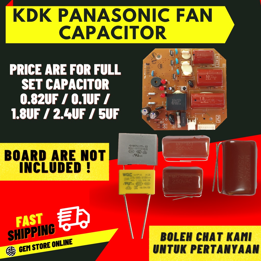 Panasonic KDK Ceiling Fan Condenser Capacitor Kipas Siling Kapasitor