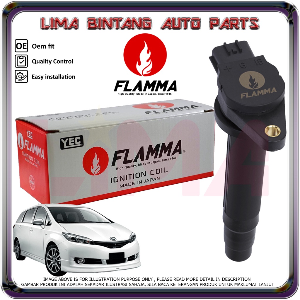 Toyota Wish ZGE20 ZGE22 Ignition Coils , Plug Coil YEC Flamma *Original* ( 1.8 2ZRFAE ) 2009