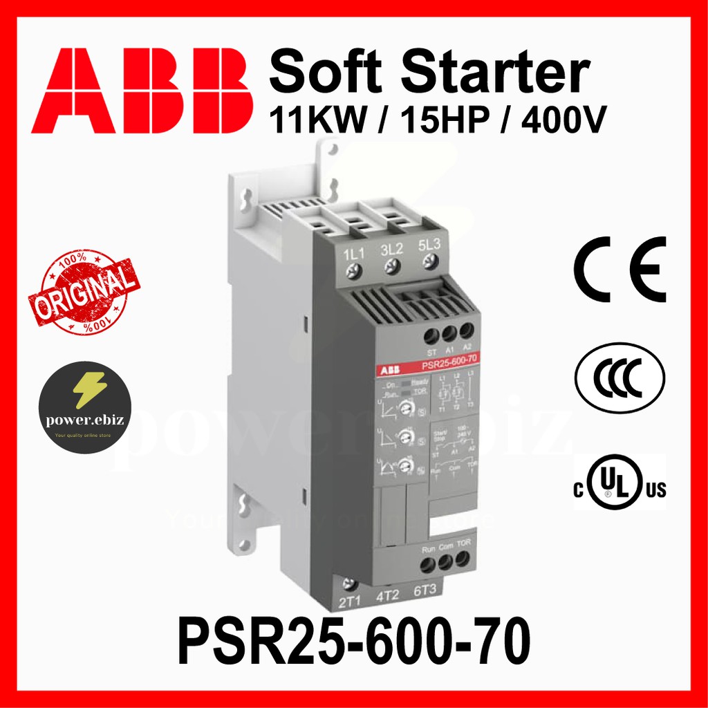 Démarreur Progressif (Soft Starter) ABB PSR25-600-70 - 25A, 600V, Pour Démarrage Moteur En Douceur