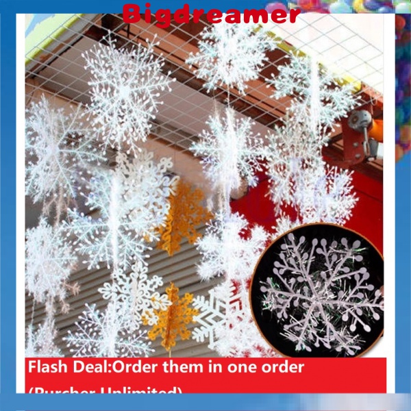 Artificial Snowflake Christmas Tree Decorations White Snowflakes