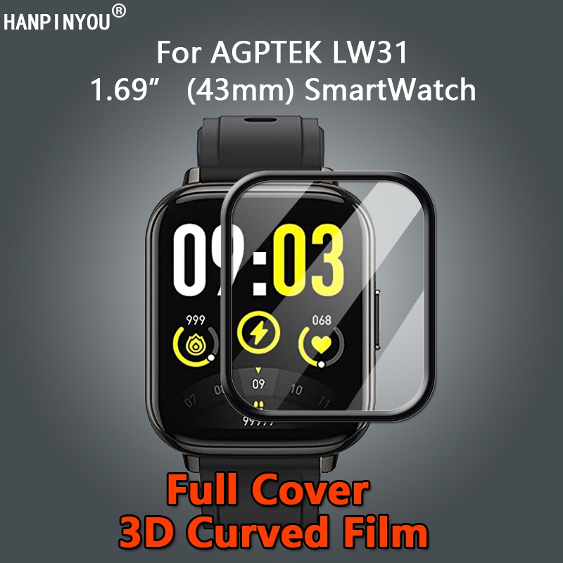 For AGPTEK 1.69" (43mm) SmartWatch LW31 Ultra Clear Full Cover 3D