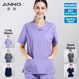 ANNO Nurse Uniform Elasticity Medical Scrubs Sets for Women