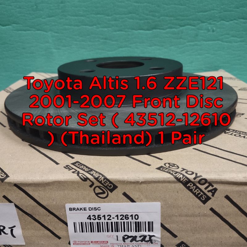 Toyota Altis 1.6 ZZE121 2001-2007 Front Disc Rotor Set ( 43512-12610 ...