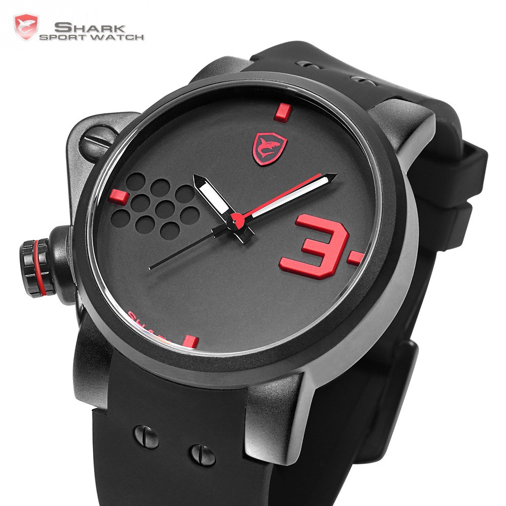 Salmon SHARK Sport Watch Black Red Mens Quartz Silicone Band Wrist Watches SH517 Shopee Malaysia