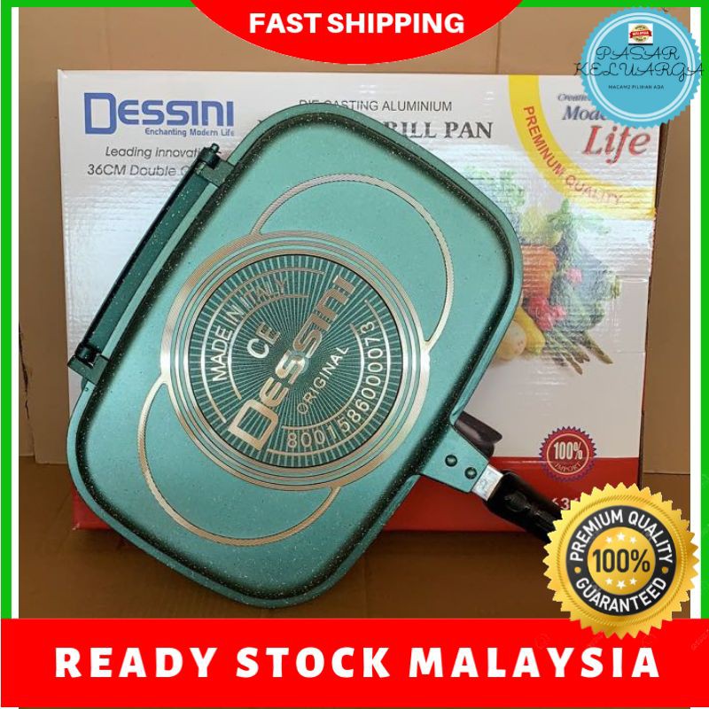 DESSINI Double Side Pressure Grill Frying Pan Scratch-Proof Die Casting  36cm