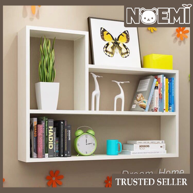 NOEMI L Shape Book Rack Living Room Office Rak Buku Wall Mounted Book ...