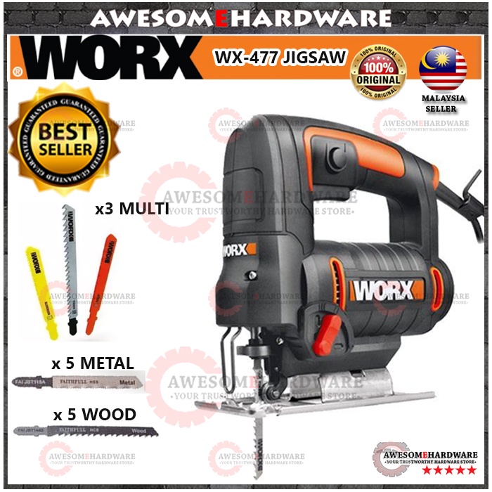 (13 BLADES) WORX WX477 550W 65MM JIGSAW WITH FREE BLADES WORTH RM20