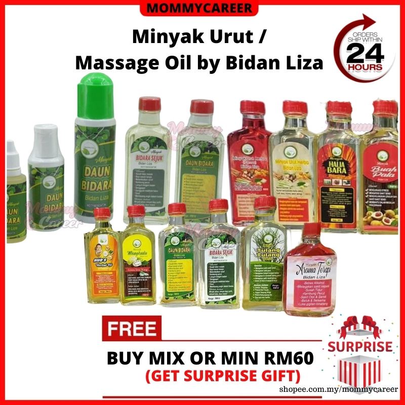 Ready Stock Minyak Bidan Liza Daun Bidara Sejuk Panas Urut Massage Oil Tradisional Herba 2777