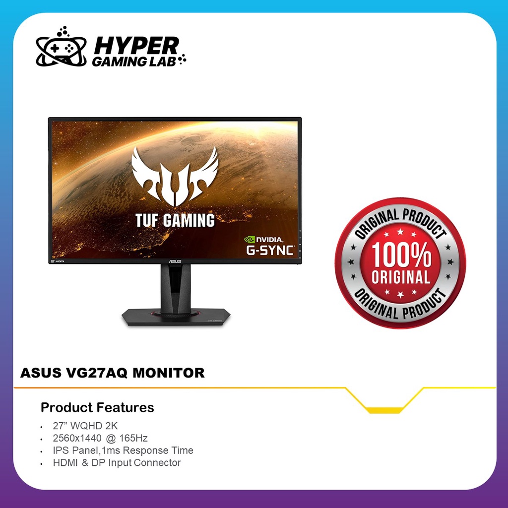 Asus TUF Gaming VG27AQ 27" IPS WQHD 2K 165Hz 1ms HDR10 ELMB GSync