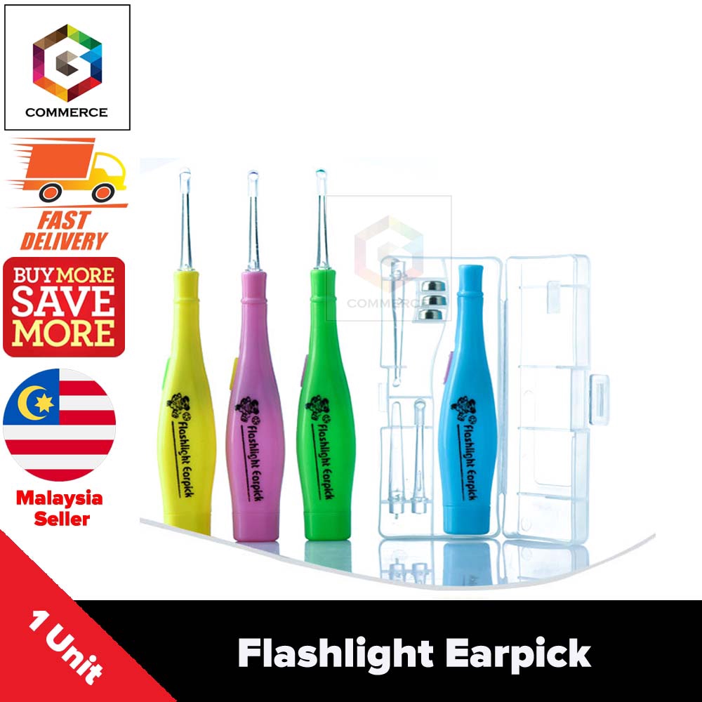 Flashlight Earpick LED Light Visual Earpick Baby Earpick Set ( Blue