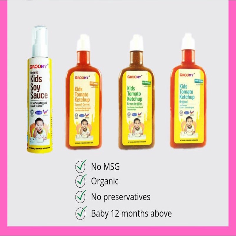 Groomy Baby Kids Organic Soy Sauce & Tomato Ketchup Kicap & Sos Tomato