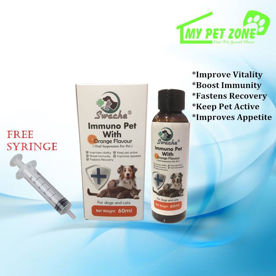 Swache Immuno Pet With Orange Flavor Immune Booster Dog And Cat 60ml