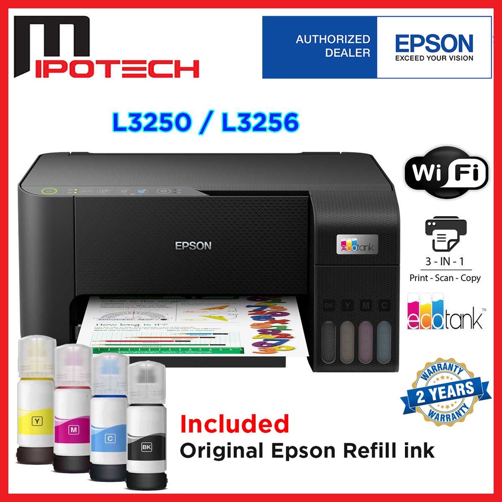 Epson Ecotank L3250l3256 Wi Fi All In One Ink Tank Printer With 4 Bottle Original Ink Ready 4250