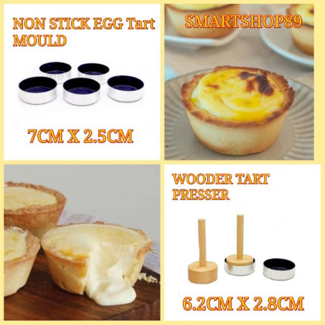 6.2 CM Wooder Tart Presser / 7 CM Aluminium Egg Tart Mould ACUAN EGG TART KUIH TART FRUIT ART