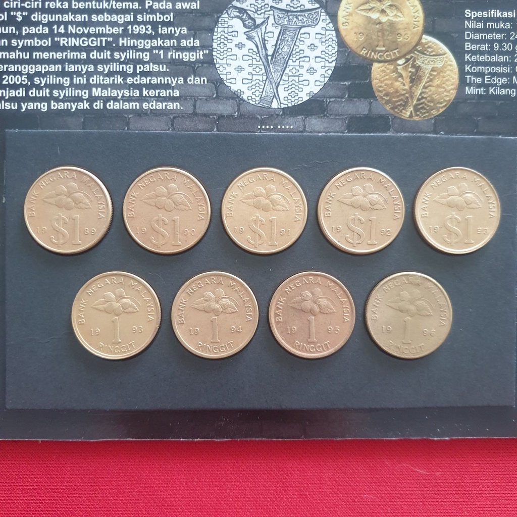 Commemorative Malaysia 1989-1996 Complete Set Gold Coins 9pcs Bunga ...