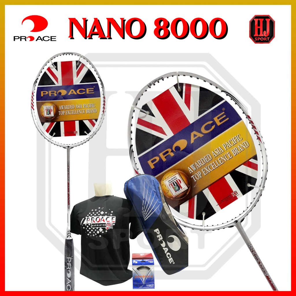 Original Pro Ace Nano 8000 Badminton Racket, Complete Bonus | Shopee ...