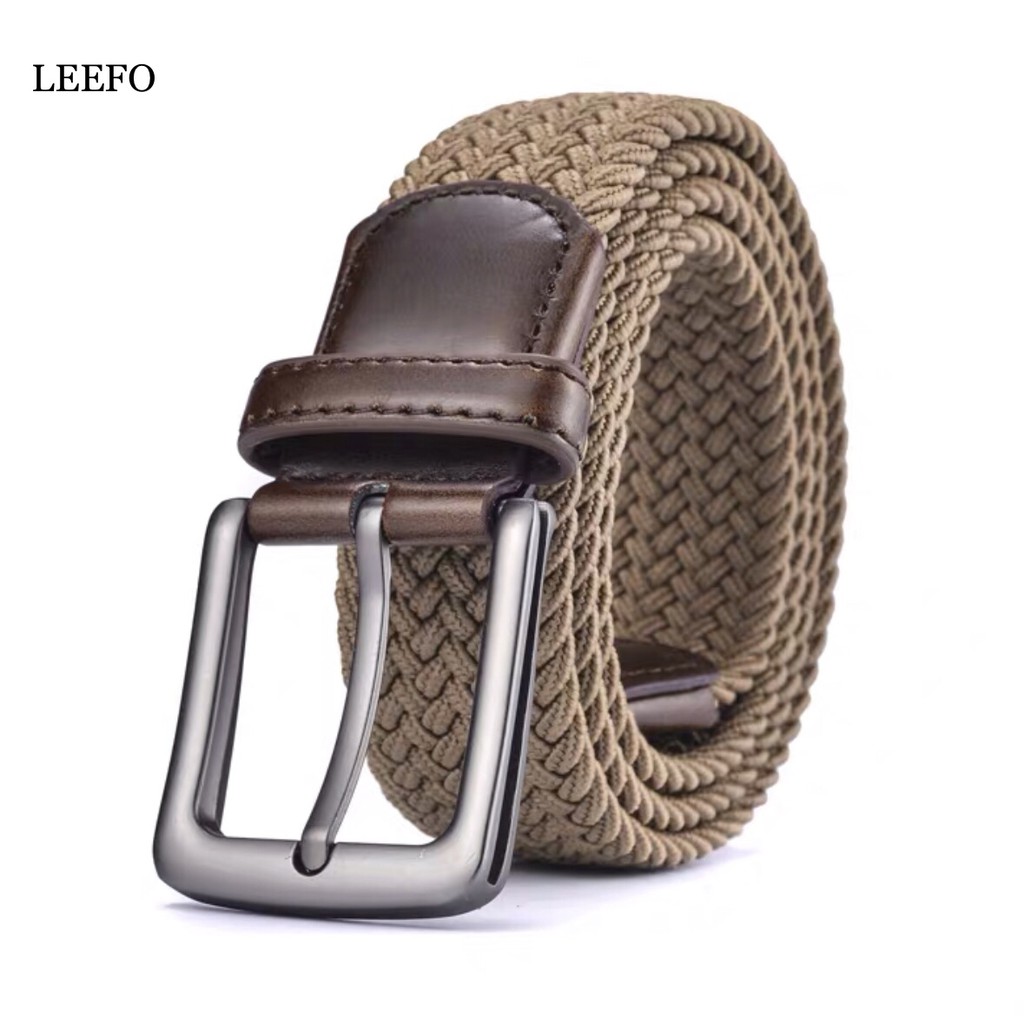 LEEFO Men Elastic Belt Canvas Belt Metal Pin Buckle Durable Stretch ...
