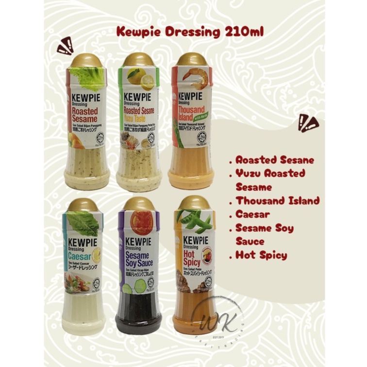 Kewpie Dressing Halal 210ml Roasted Sesame Yuzu Roasted Sesame Thousand Island Caesar Sesame