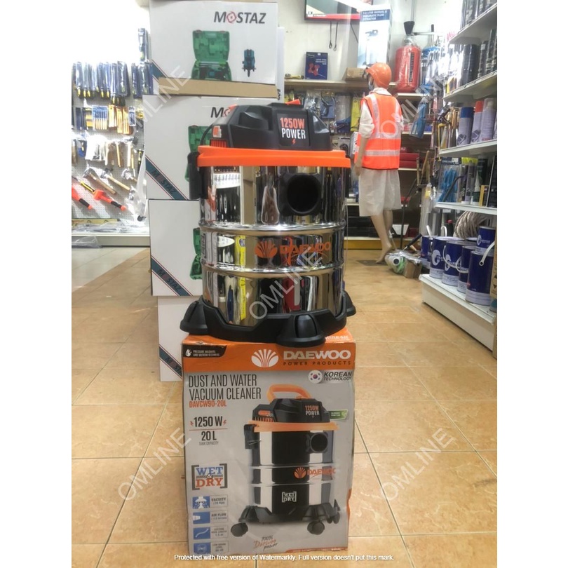 DAEWOO VACUUM CLEANER 20L WET AND DRY VACUUM CLEANER 1250W (ABLE TO