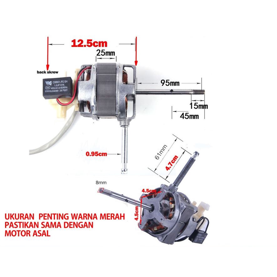 18" / 16" Universal Multi Electric Fan Motor 40w for PENSONIC KHIND