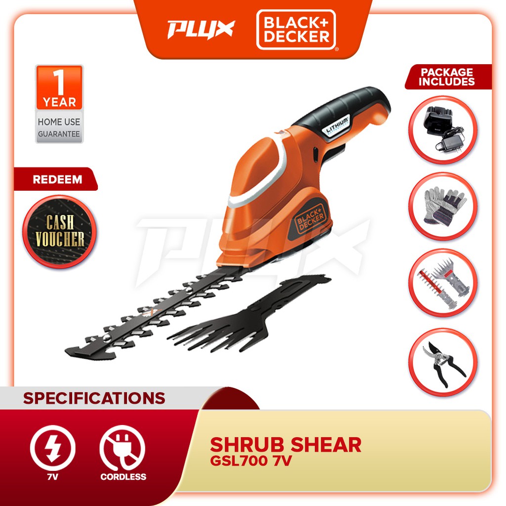 BLACK & DECKER GSL700 7V Shrub & Grass Shear Kit ( GSL700KIT ) | Shopee ...